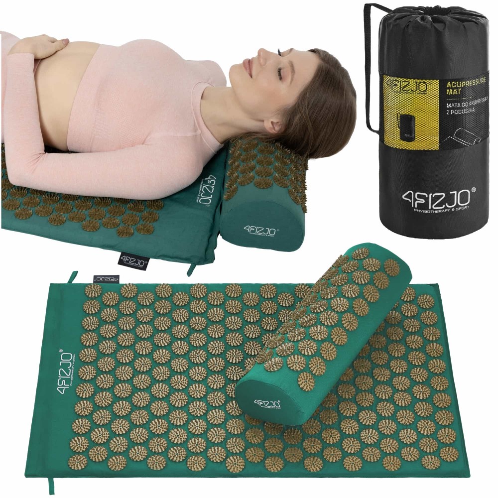 Коврик акупунктурный с валиком 4FIZJO Classic Mat Аппликатор Кузнецова Navy Green/Gold (P-5907739313300)