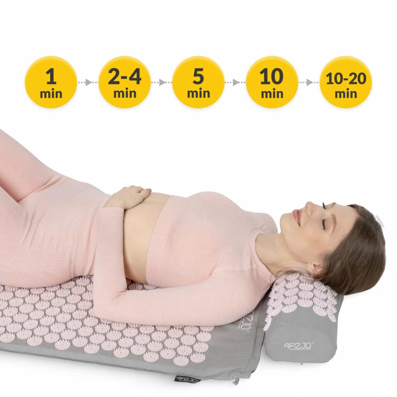 Акупунктурний килимок з напівваликом 4FIZJO 72 x 42 см Grey/Pink