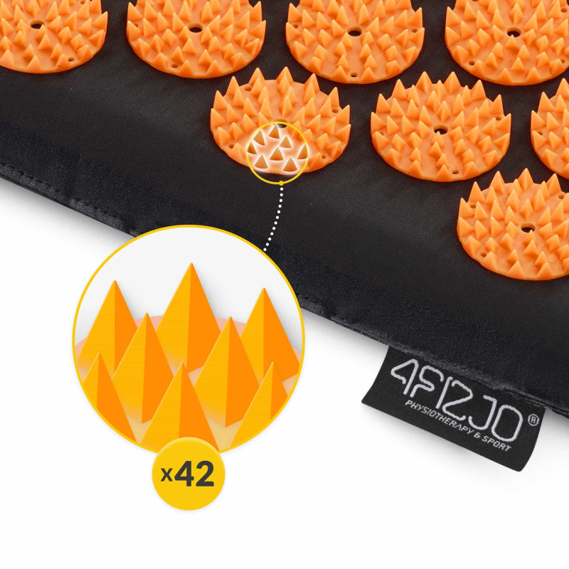 Акупунктурний килимок з напівваликом 4FIZJO 128 x 48 см Black/Orange