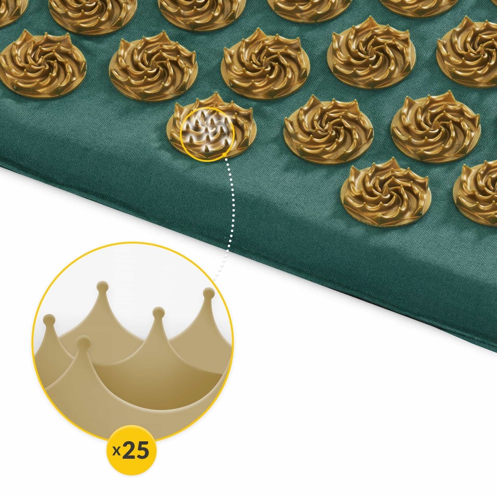 Акупунктурний килимок з подушкою 4FIZJO Eco Mat 130 x 50 см Navy Green/Gold