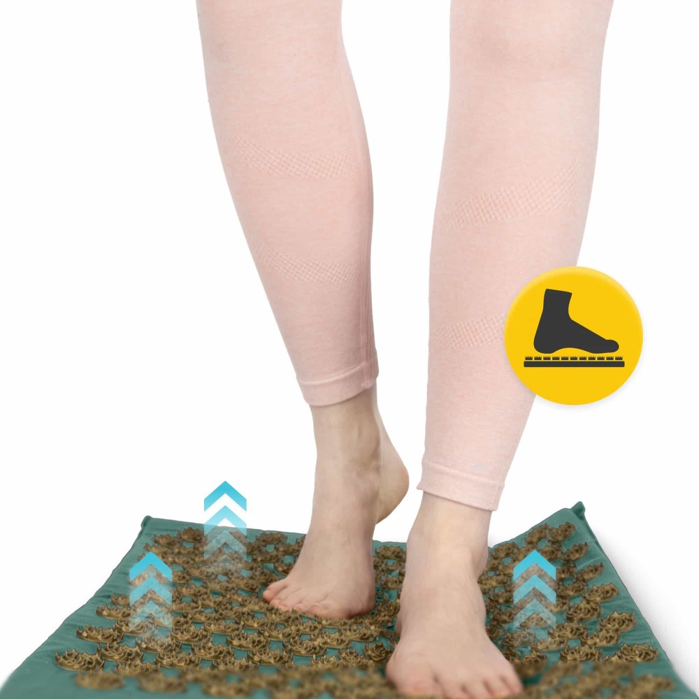 Акупунктурний килимок з подушкою 4FIZJO Eco Mat 130 x 50 см Navy Green/Gold