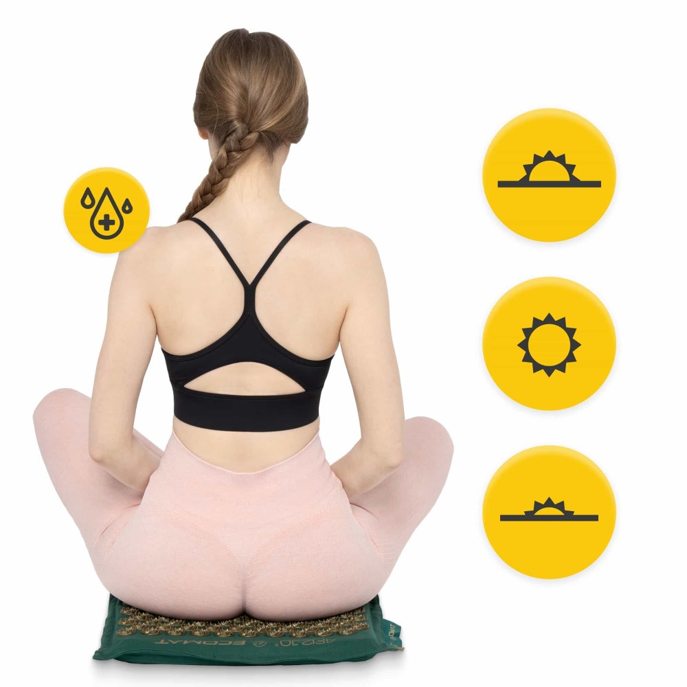 Акупунктурний килимок з подушкою 4FIZJO Eco Mat 130 x 50 см Navy Green/Gold