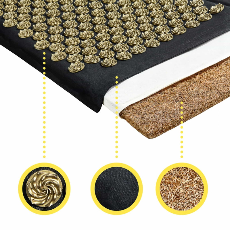 Коврик акупунктурный с подушкой 4FIZJO Eco Mat XL Аппликатор Кузнецова Black/Gold (P-5907739313591)