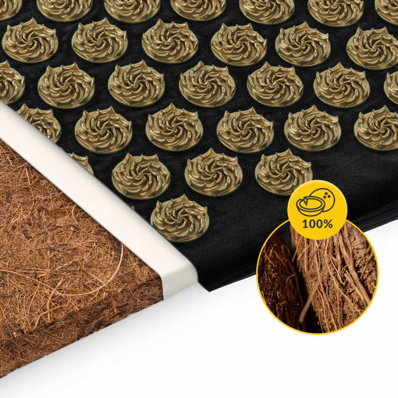 Акупунктурний килимок з подушкою 4FIZJO Eco Mat 68 x 42 см Black/Gold