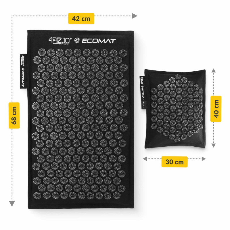 Акупунктурний килимок з подушкою 4FIZJO Eco Mat 68 x 42 см Black/Black