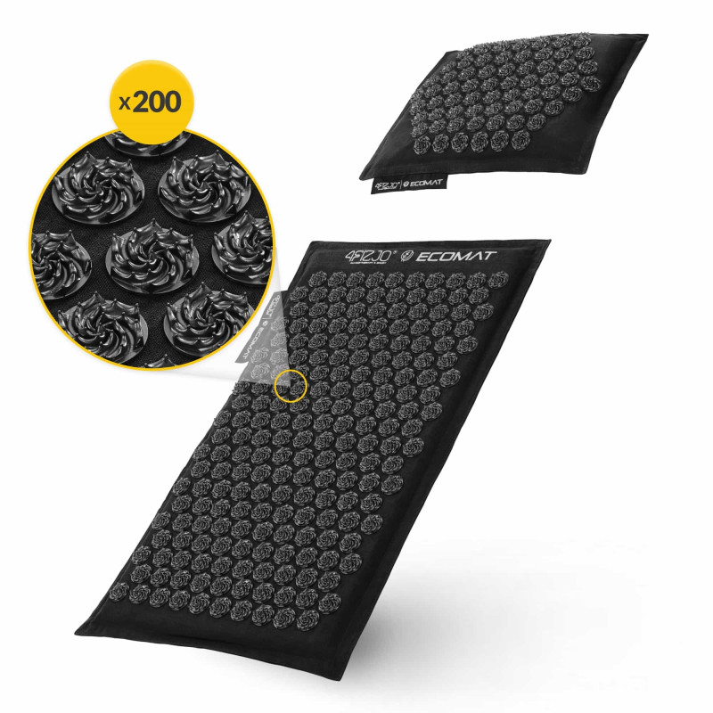 Акупунктурний килимок з подушкою 4FIZJO Eco Mat 68 x 42 см Black/Black