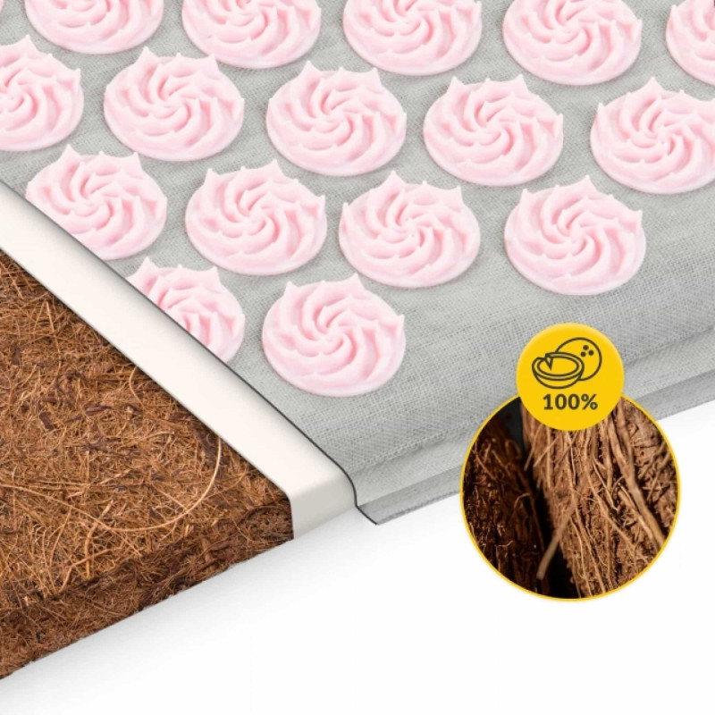 Коврик акупунктурный с подушкой 4FIZJO Eco Mat Аппликатор Кузнецова Grey/Pink (P-5907739312174)