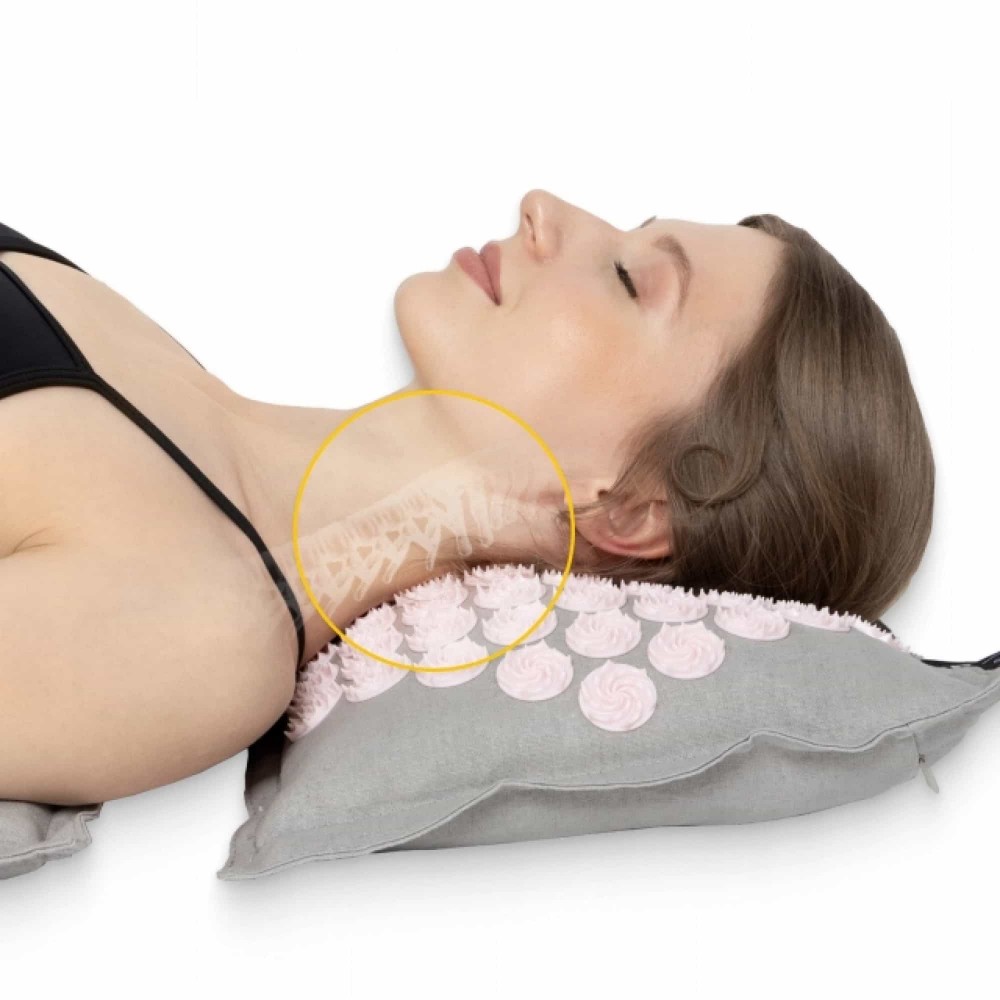 Коврик акупунктурный с подушкой 4FIZJO Eco Mat Аппликатор Кузнецова Grey/Pink (P-5907739312174)