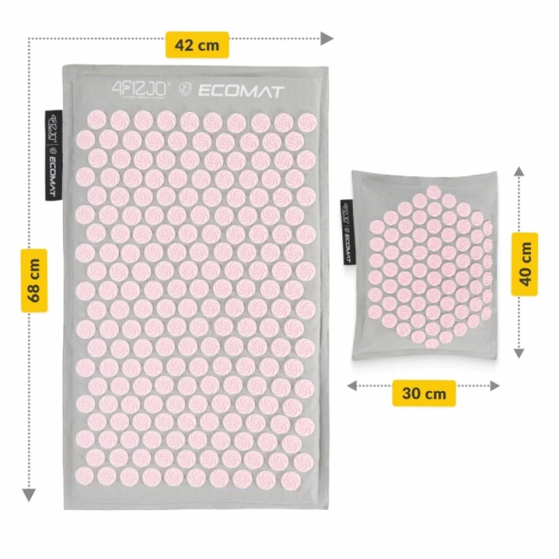 Коврик акупунктурный с подушкой 4FIZJO Eco Mat Аппликатор Кузнецова Grey/Pink (P-5907739312174)
