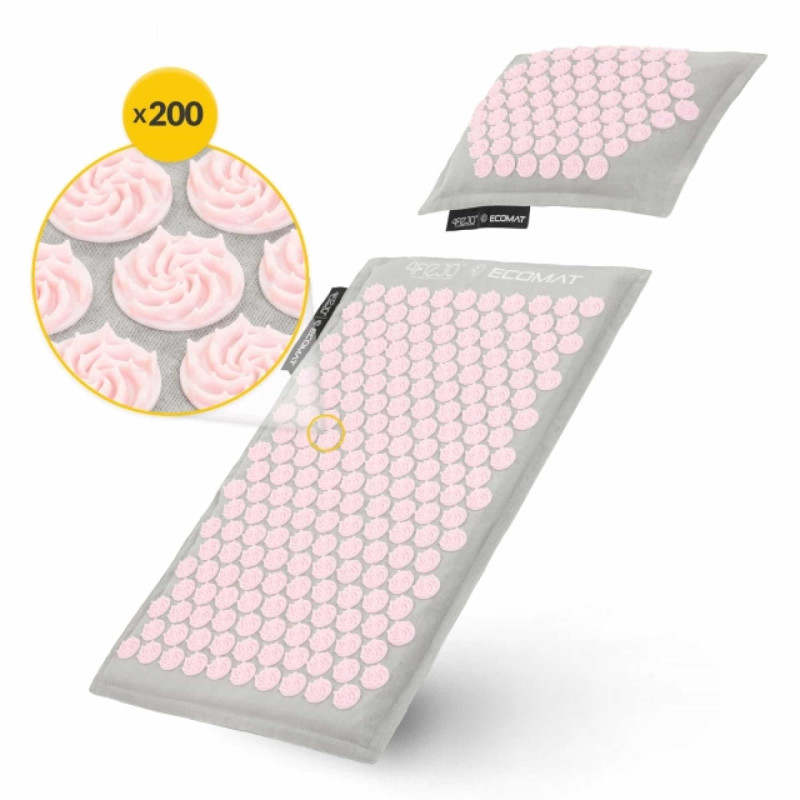 Коврик акупунктурный с подушкой 4FIZJO Eco Mat Аппликатор Кузнецова Grey/Pink (P-5907739312174)