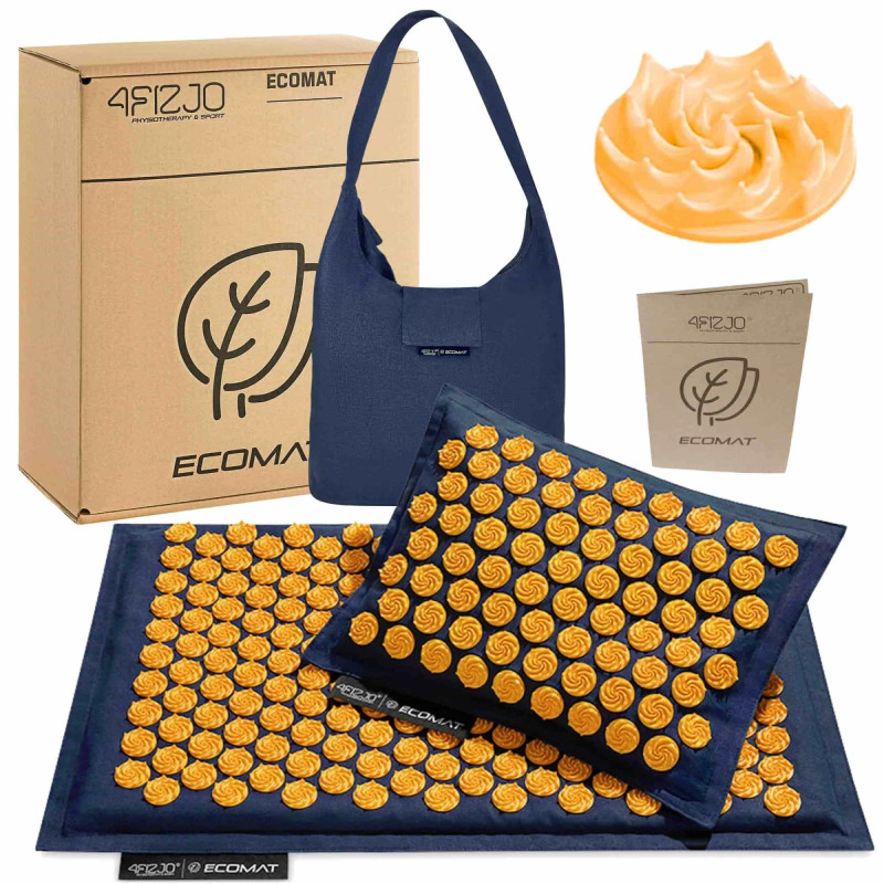 Коврик акупунктурный с подушкой 4FIZJO Eco Mat Аппликатор Кузнецова 4FJ0229 Navy Blue/Orange
