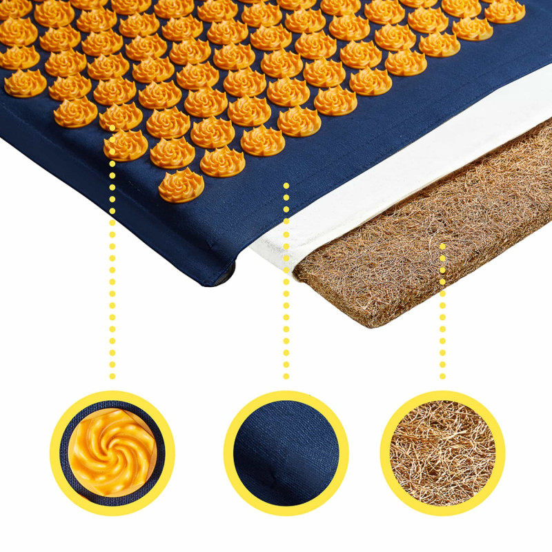 Коврик акупунктурный с подушкой 4FIZJO Eco Mat Аппликатор Кузнецова 4FJ0229 Navy Blue/Orange