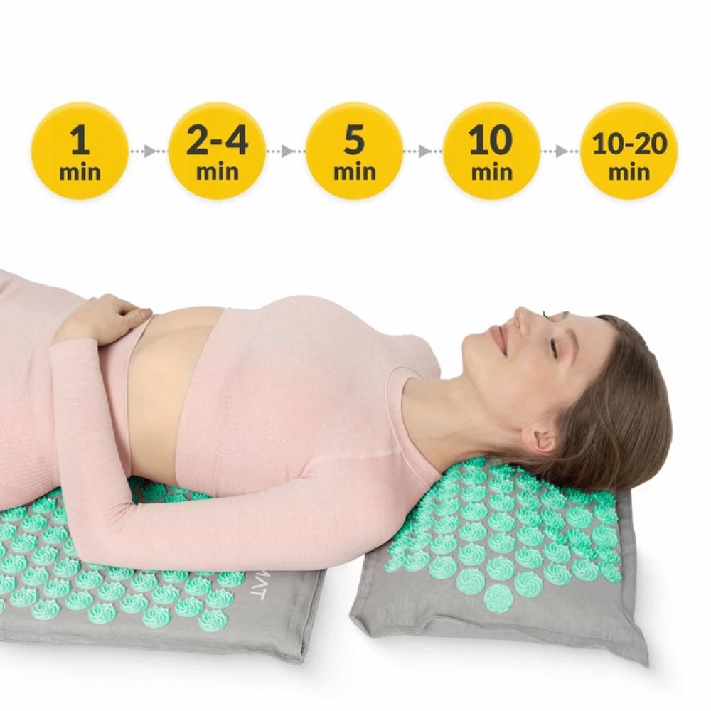 Коврик акупунктурный с подушкой 4FIZJO Eco Mat Аппликатор Кузнецова Grey/Mint (P-5907739312181)