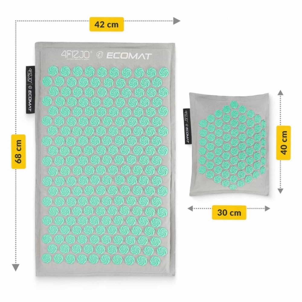 Коврик акупунктурный с подушкой 4FIZJO Eco Mat Аппликатор Кузнецова Grey/Mint (P-5907739312181)