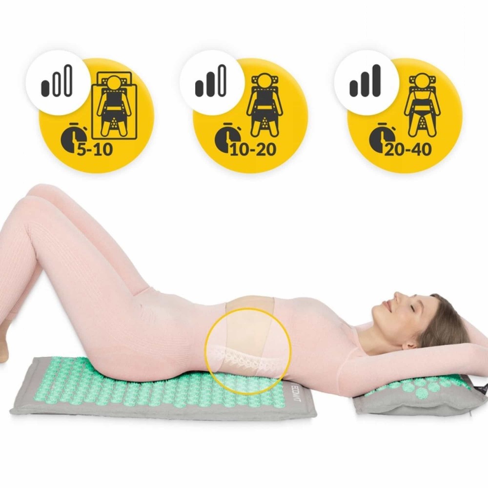 Коврик акупунктурный с подушкой 4FIZJO Eco Mat Аппликатор Кузнецова Grey/Mint (P-5907739312181)