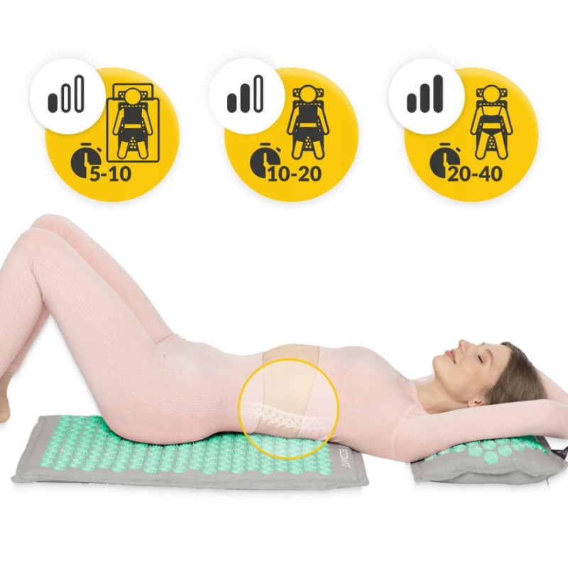 Коврик акупунктурный с подушкой 4FIZJO Eco Mat Аппликатор Кузнецова Grey/Mint (P-5907739312181)