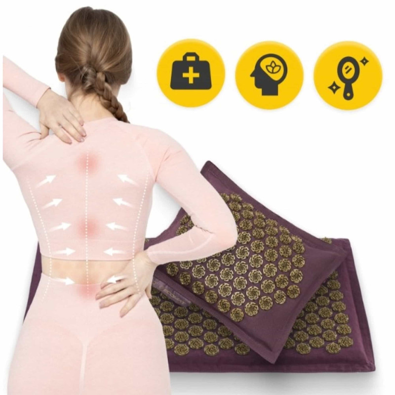 Коврик акупунктурный с подушкой 4FIZJO Eco Mat Аппликатор Кузнецова Wine Red/Gold (P-5907739312907)