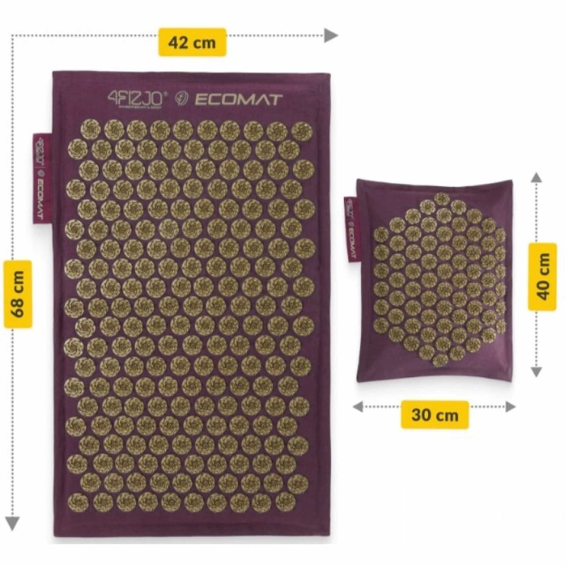 Коврик акупунктурный с подушкой 4FIZJO Eco Mat Аппликатор Кузнецова Wine Red/Gold (P-5907739312907)
