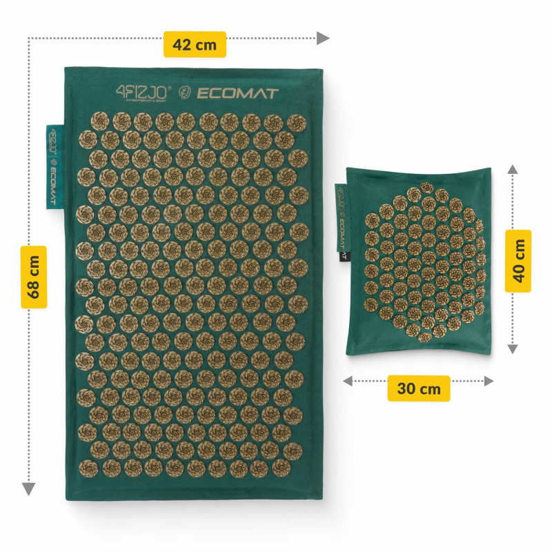 Коврик акупунктурный с подушкой 4FIZJO Eco Mat Аппликатор Кузнецова Navy Green/Gold (P-5907739312891)