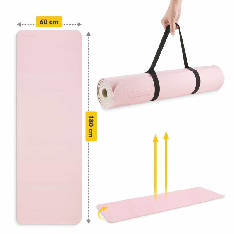 Мат для йоги та фітнесу 4FIZJO TPE 1 см Pink/Grey