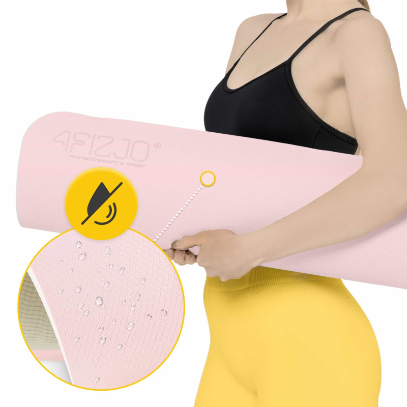 Мат для йоги та фітнесу 4FIZJO TPE 1 см Pink/Grey