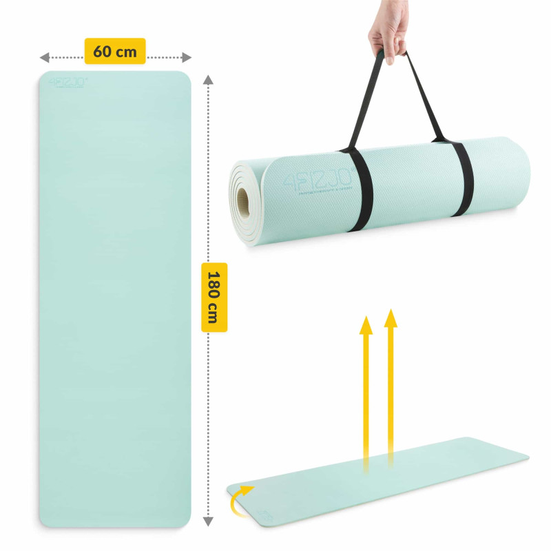 Мат для йоги та фітнесу 4FIZJO TPE 1 см Mint/Grey