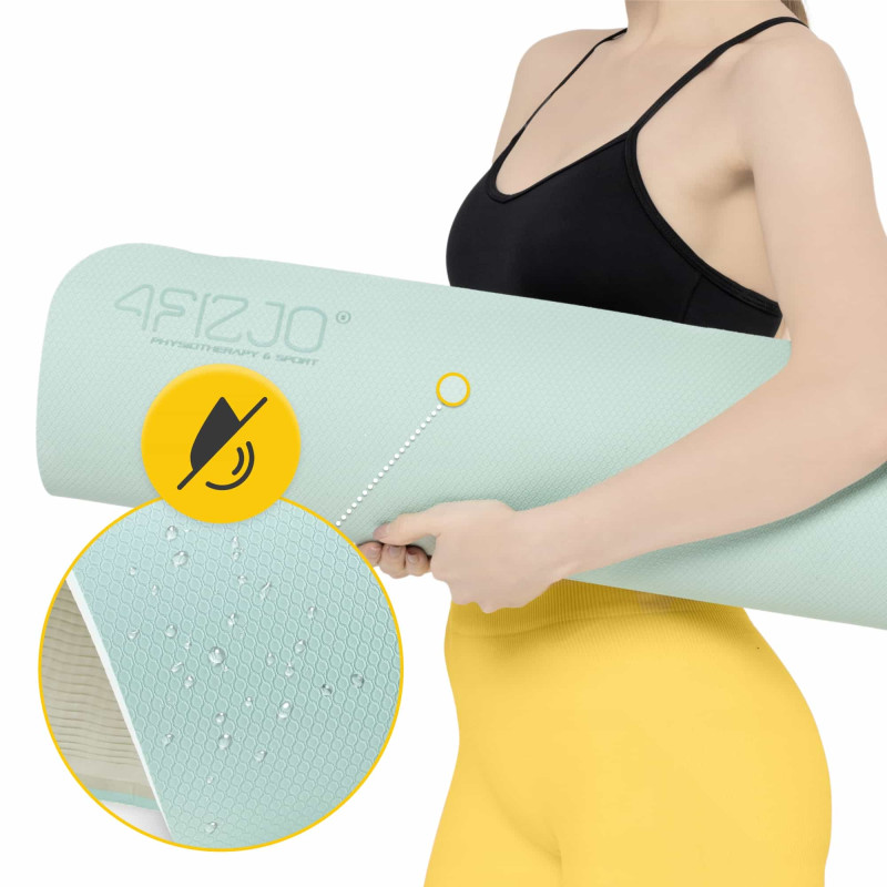 Мат для йоги та фітнесу 4FIZJO TPE 1 см Mint/Grey