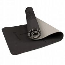 Мат для йоги та фітнесу Springos TPE 6 мм Black/Grey