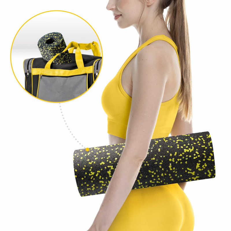 Массажный ролик 4FIZJO EPP PRO+ 45 x 14.5 см (валик, роллер) гладкий Black/Yellow (P-5907739310583)