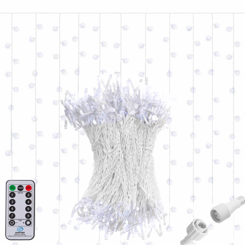 Гірлянда бахрома вулична Springos 3 x 3 м 306 LED Pilot Cold White
