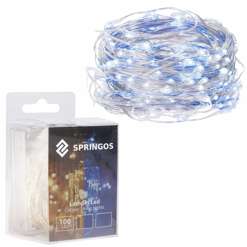 Гирлянда на батарейках Springos 9.9 м 100 LED CL0022 Cold White/Blue
