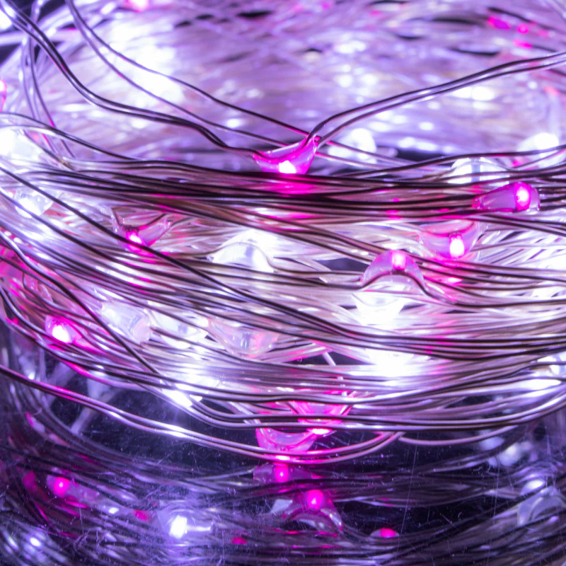 Гирлянда на батарейках Springos 9.9 м 100 LED CL0025 Cold White/Pink