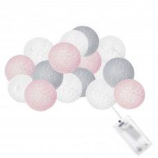 Гірлянда на батарейках Springos Cotton Balls 2 м 10 LED Warm White (White, Gray, Pink)