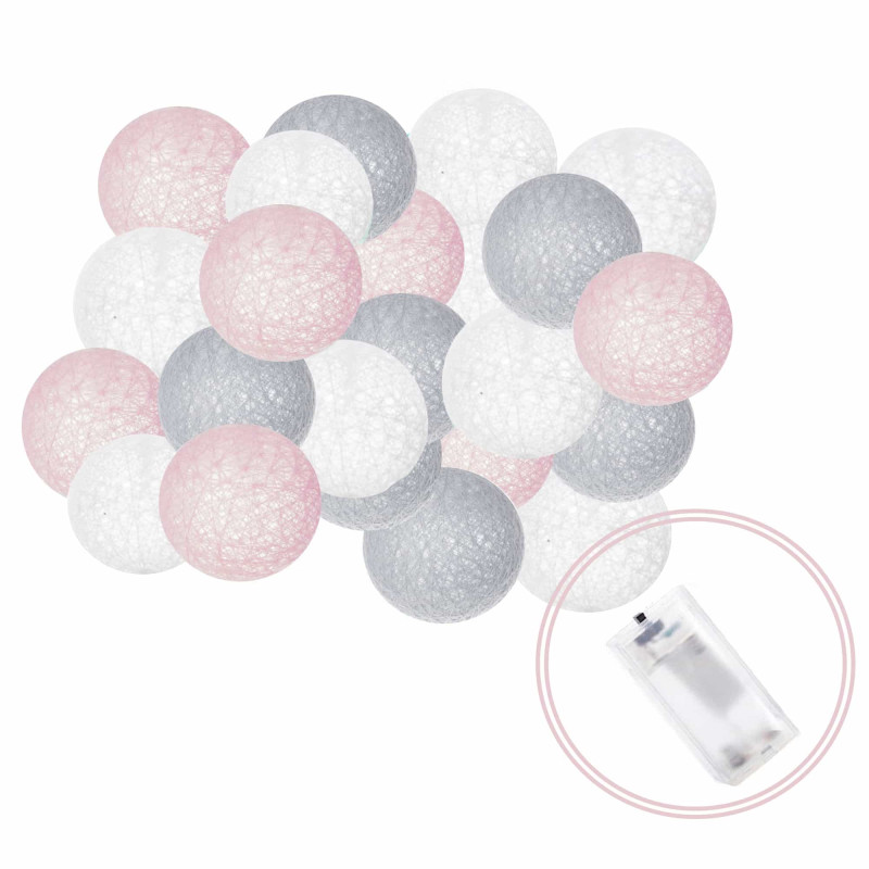 Гірлянда на батарейках Springos Cotton Balls 4 м 20 LED Warm White (White, Gray, Pink)