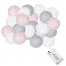 Гірлянда на батарейках Springos Cotton Balls 6 м 30 LED Warm White (White, Gray, Pink)