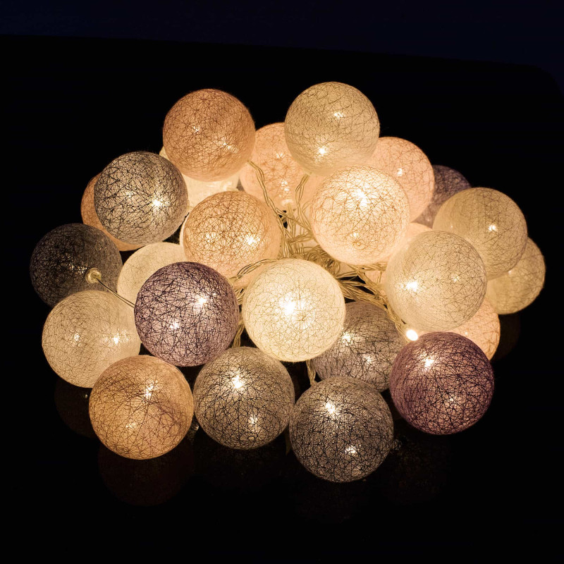 Гірлянда на батарейках Springos Cotton Balls 6 м 30 LED Warm White (White, Gray, Pink)