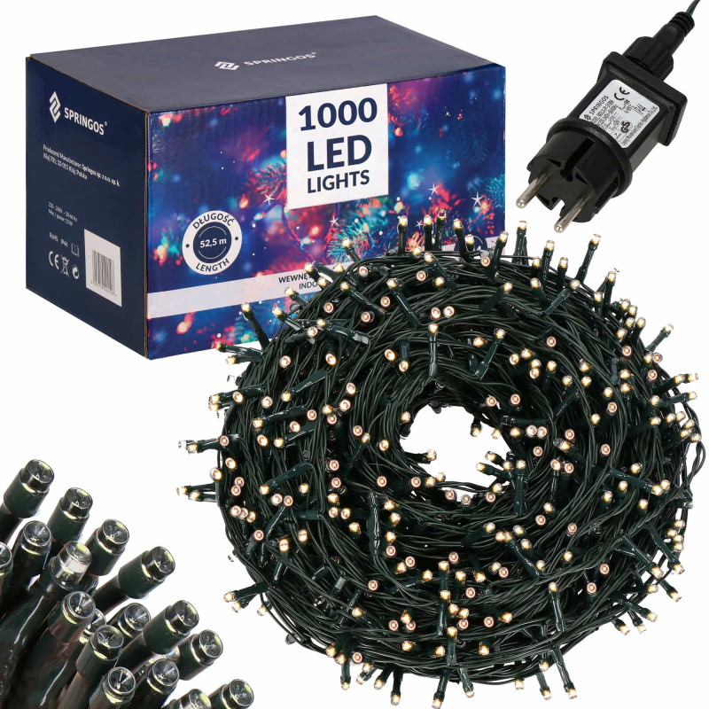Гірлянда вулична Springos 50 м 1000 LED Warm White