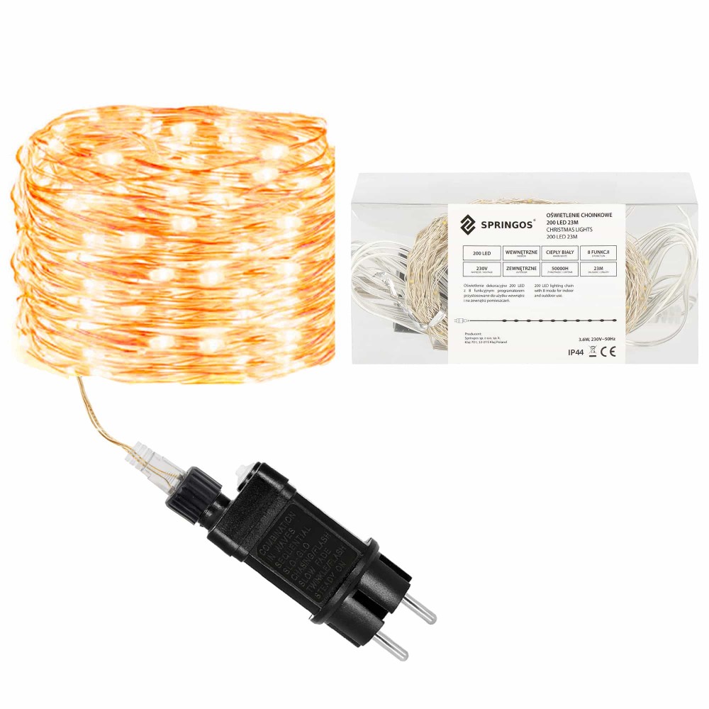 Гирлянда Springos 20 м 200 LED CL0082 Warm White