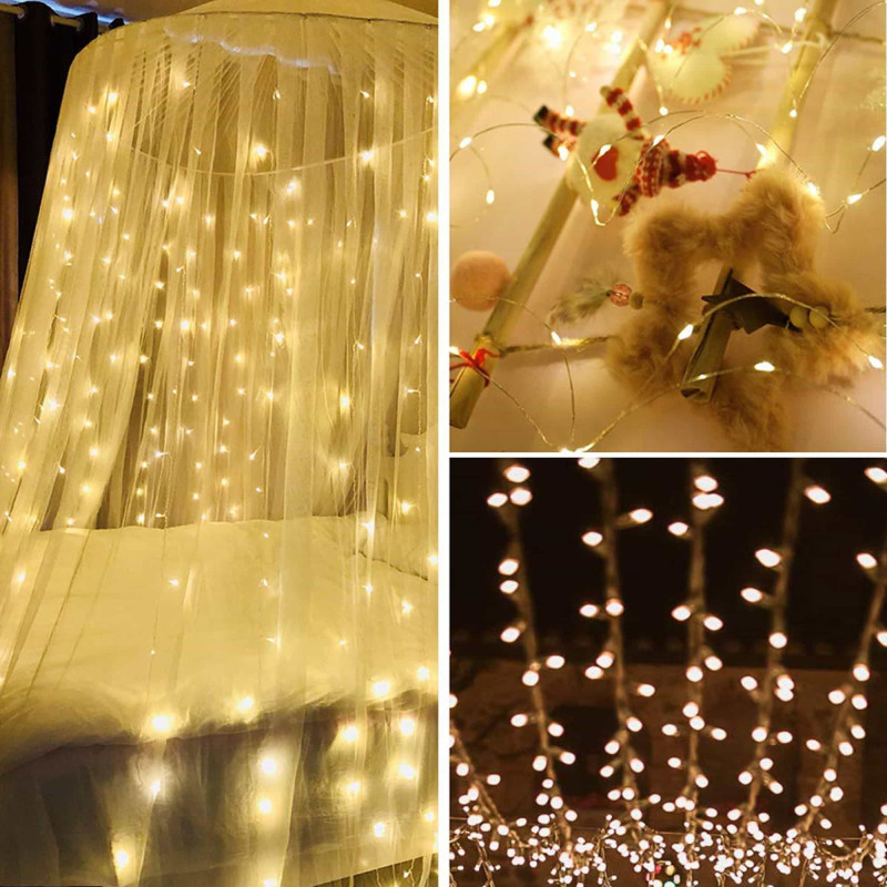 Гирлянда водопад (штора) Springos 2 x 2 м 400 LED CL0097 Warm White