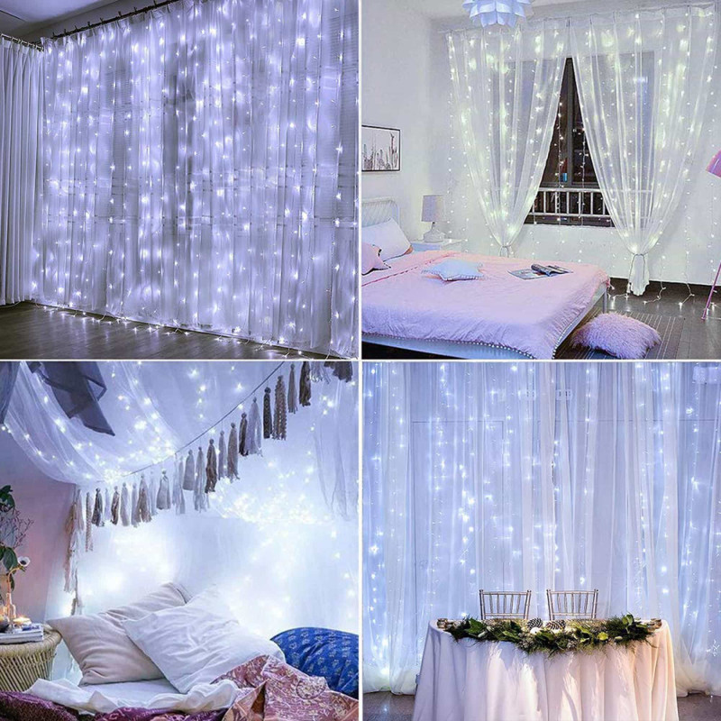 Гірлянда водоспад (штора) Springos 2 x 2 м 400 LED Cold White