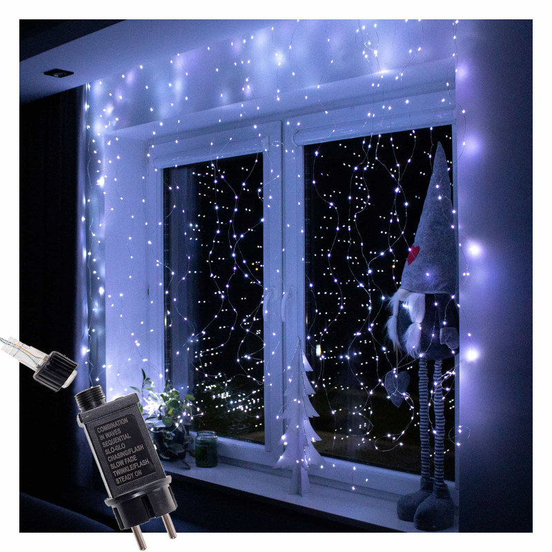 Гірлянда водоспад (штора) Springos 2 x 2 м 400 LED Cold White