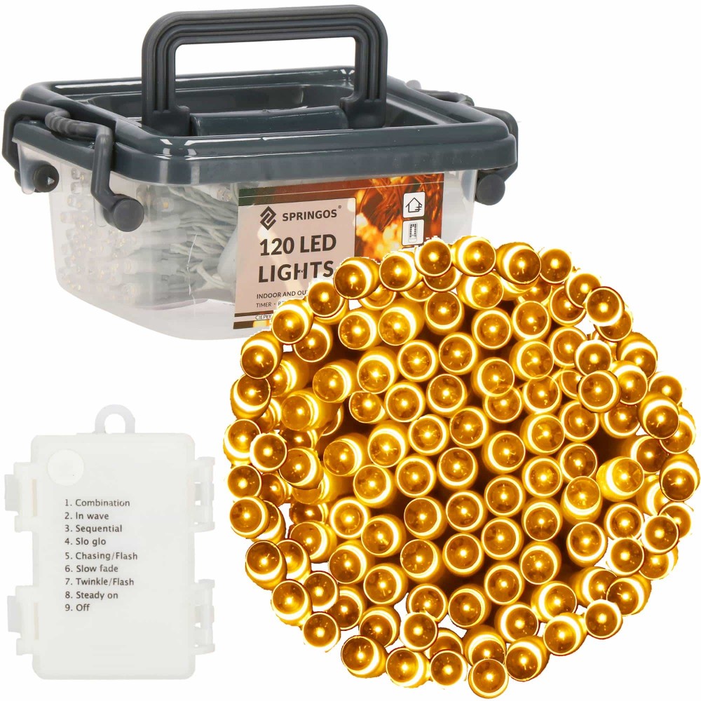 Гірлянда на батарейках Springos 9 м 120 LED Pilot Warm White