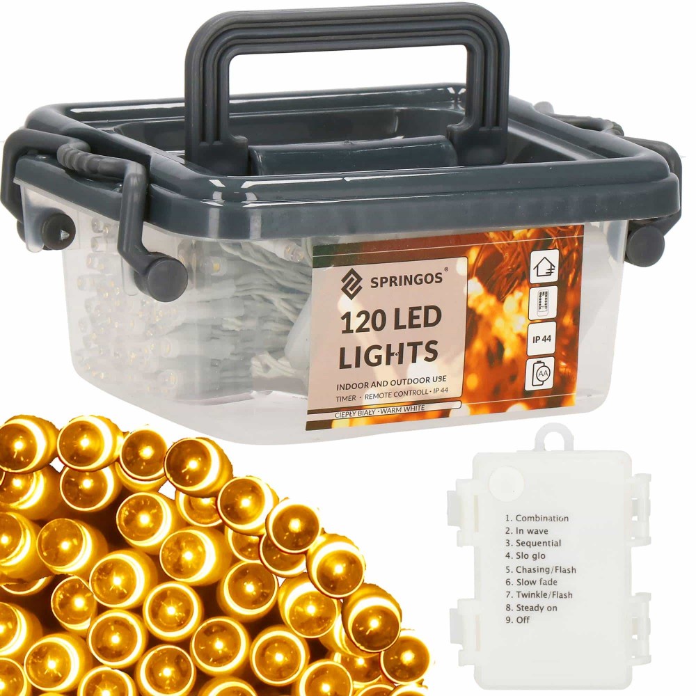 Гірлянда на батарейках Springos 9 м 120 LED Pilot Warm White