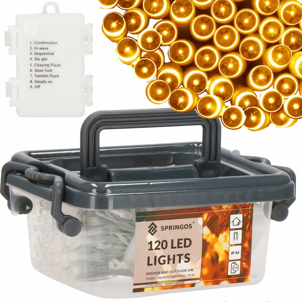 Гірлянда на батарейках Springos 9 м 120 LED Pilot Warm White