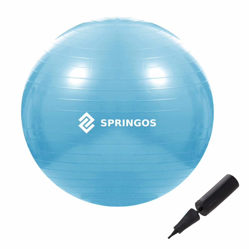 Фітбол Springos 55 см Anti-Burst Sky Blue