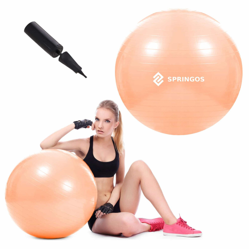 Фітбол Springos 55 см Anti-Burst Orange