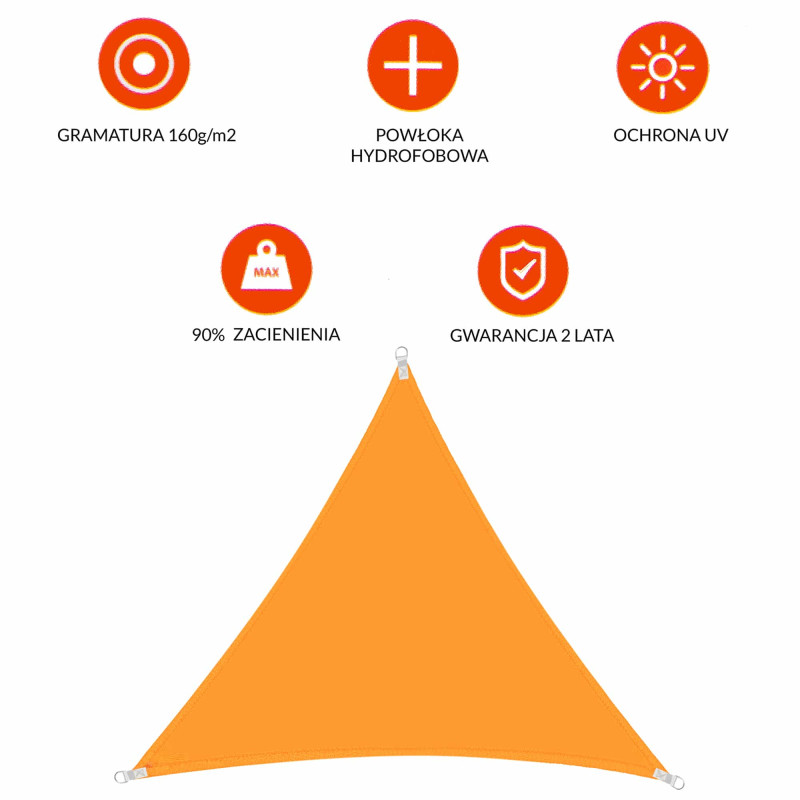 Тент-парус від сонця Springos 3 x 3 x 3 м Orange