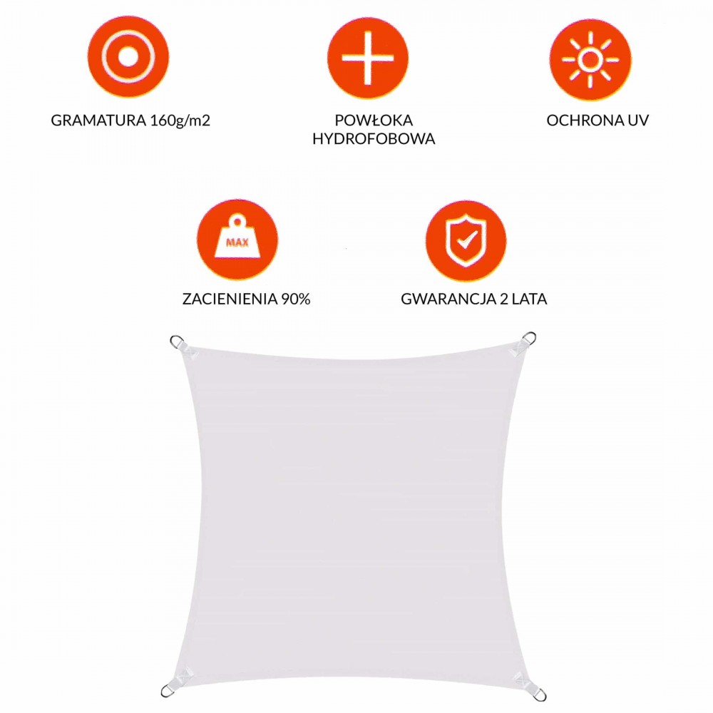 Тент-парус від сонця Springos 3 x 3 м Light Grey