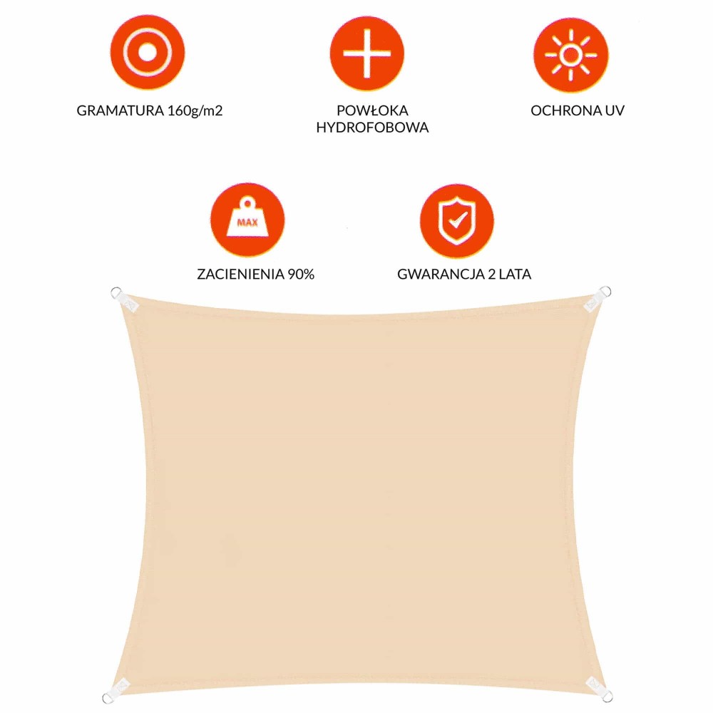 Тент-парус теневой для дома, сада и туризма Springos 3 x 3 м SN1030 Beige