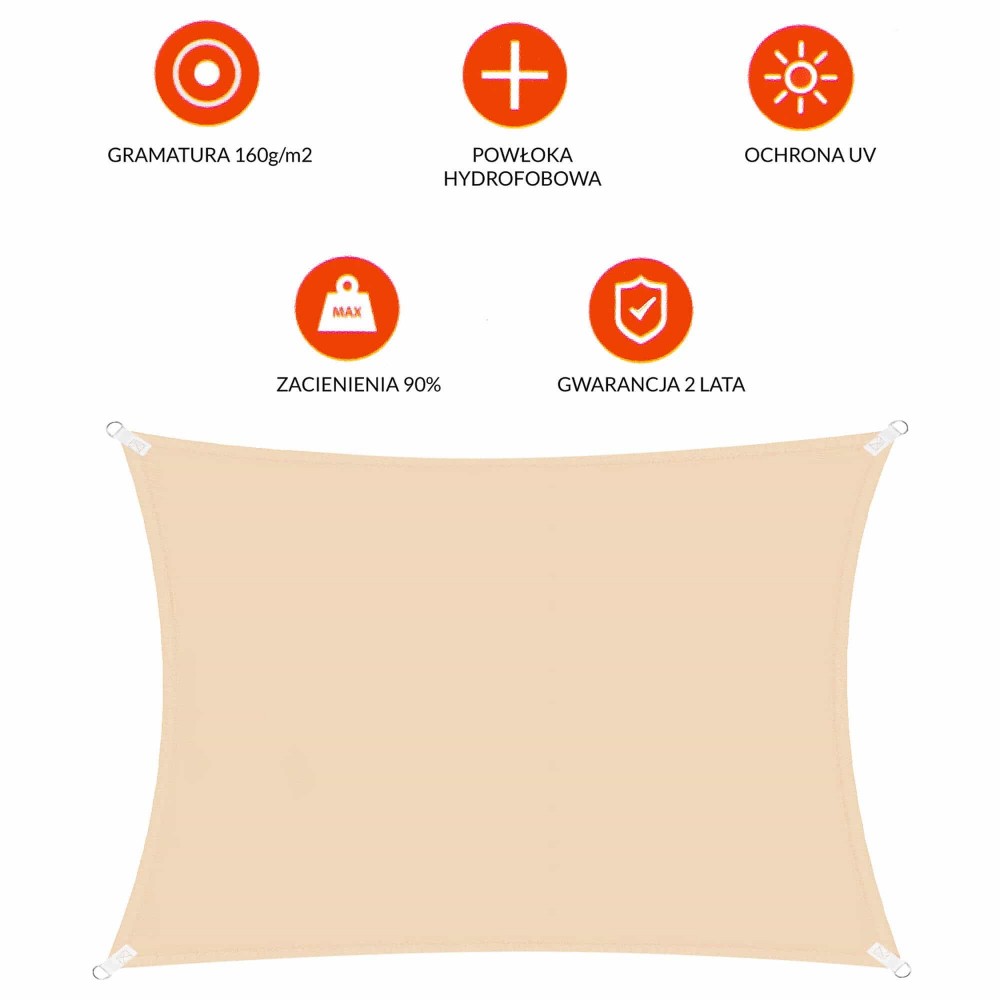 Тент-парус від сонця Springos 4 x 2 м Beige
